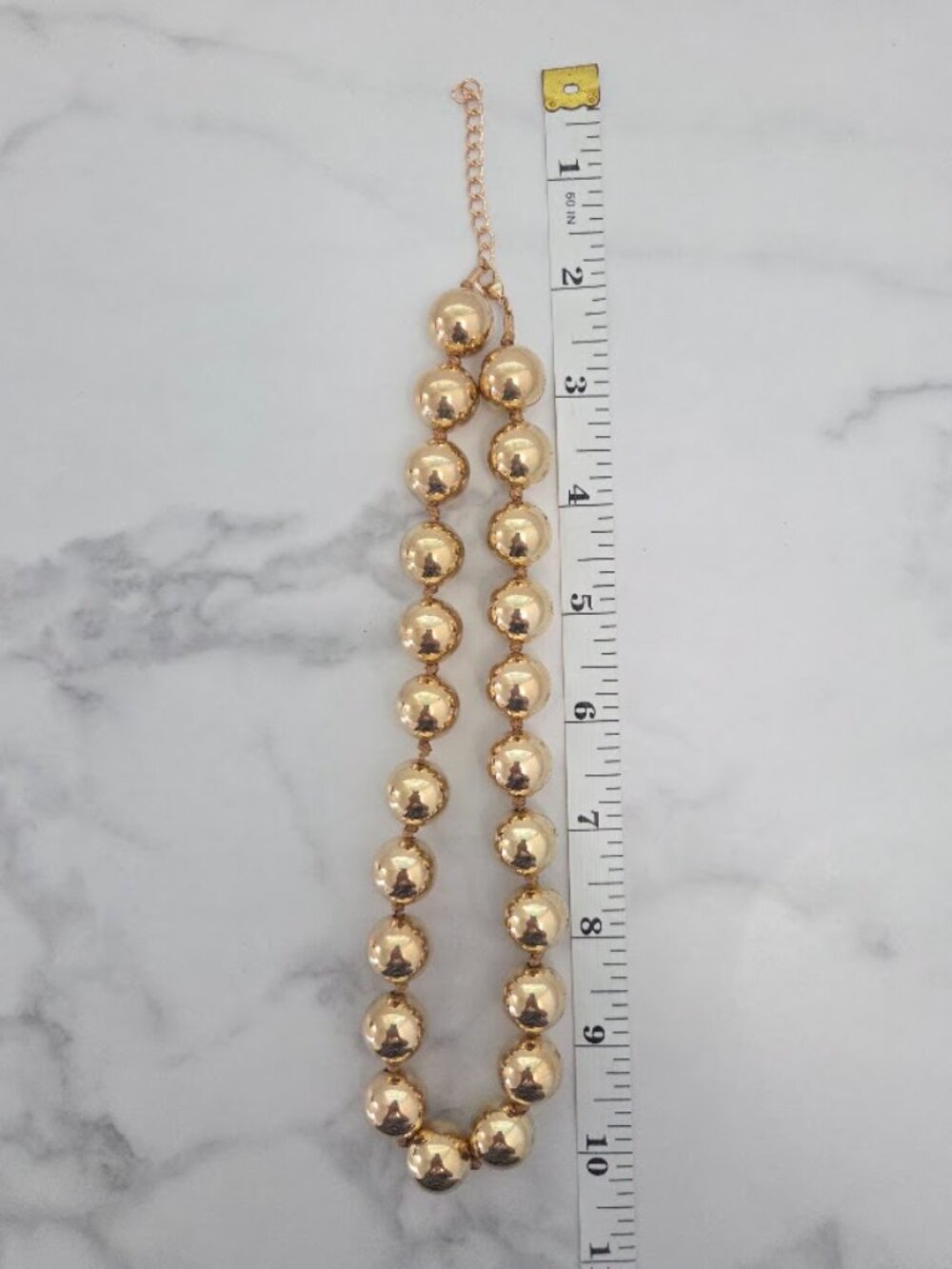 Chunky Gold Bead Statement Necklace Bold Sphere Collar Chic Jewelry - Picture 11 of 11